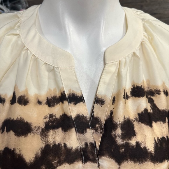 Simply Vera Vera Wang Cream and Brown Boxy Blouse - Picture 2 of 7